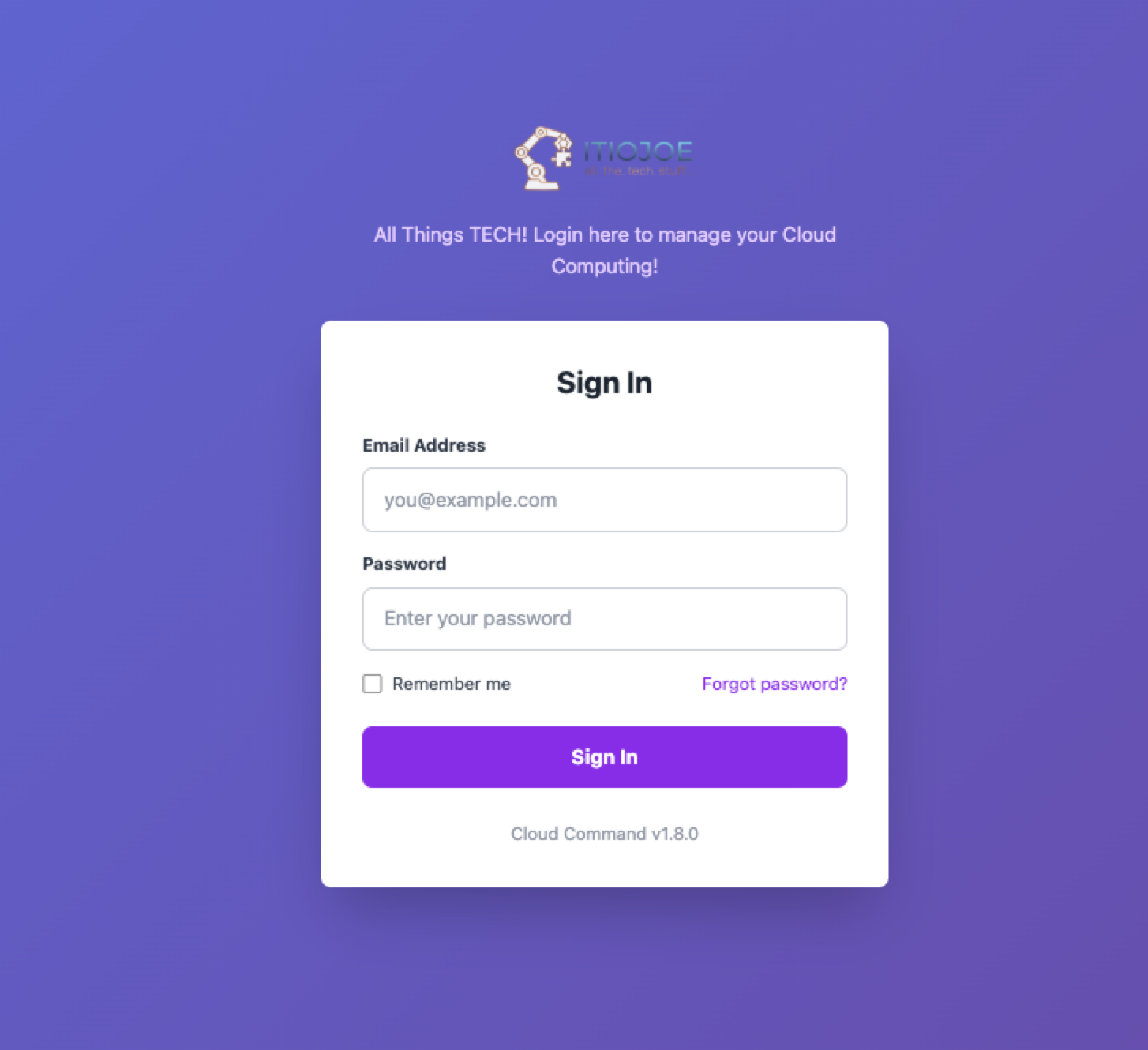 Custom branded login page example